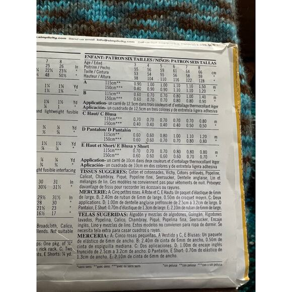 Simplicity sewing pattern 6392 girls top capris shorts size 3-6 - Picture 5 of 5